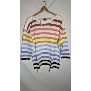 Talbots Womens Colorful Striped Knit Sweater Lightweight 2XP NWT 3/4 sleeves